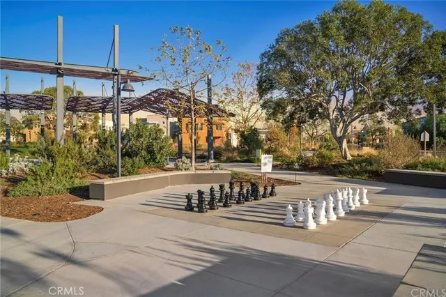 a view of a park with plants and trees