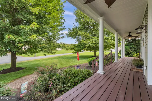 a view of a balcony with mountain view