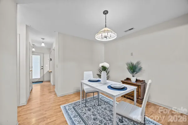a view of a dining room and a livingroom
