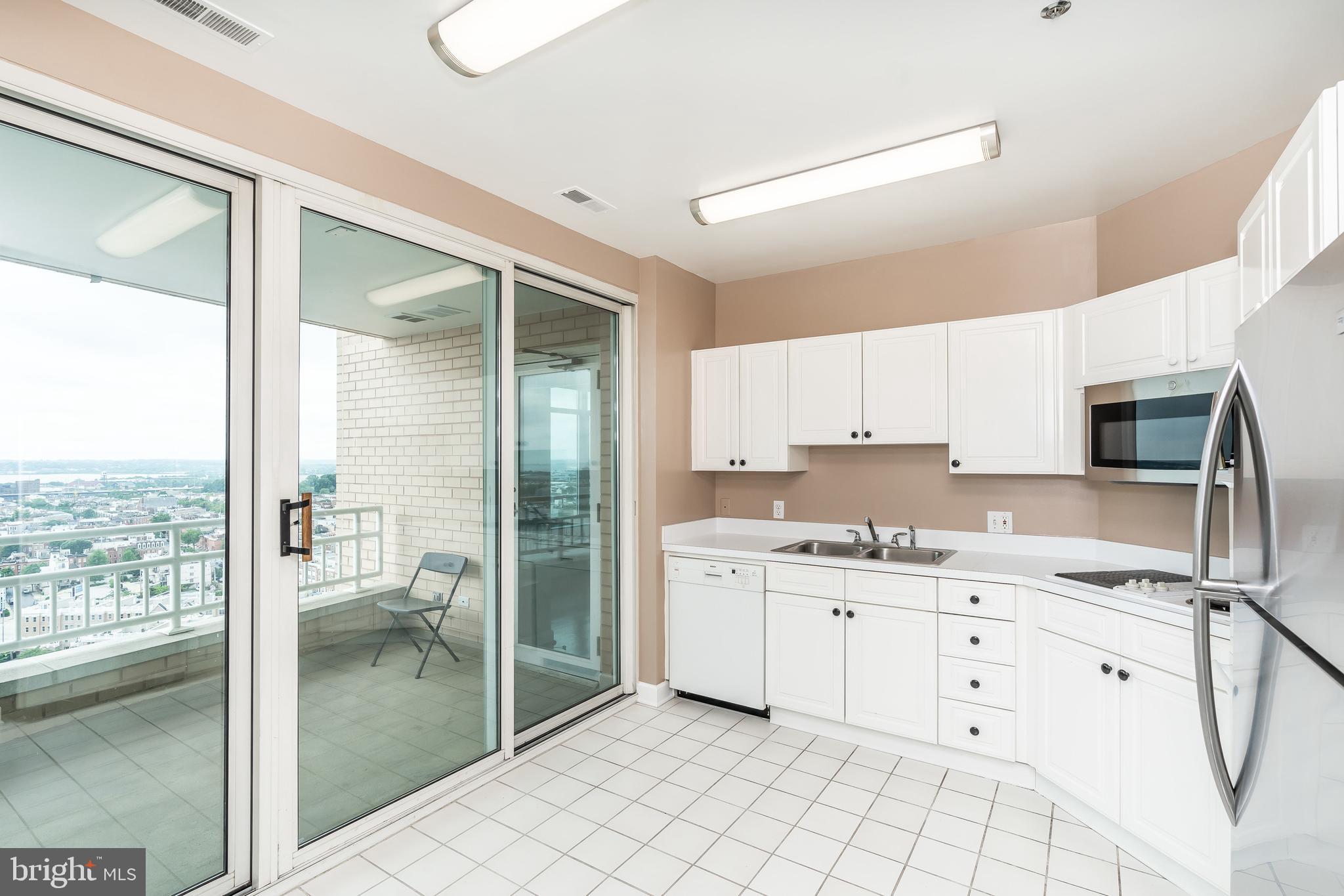 100 Harborview Drive, Unit 1908 Baltimore, MD 21230 - Photo 15 of 60 a kitchen with a refrigerator sink and cabinets