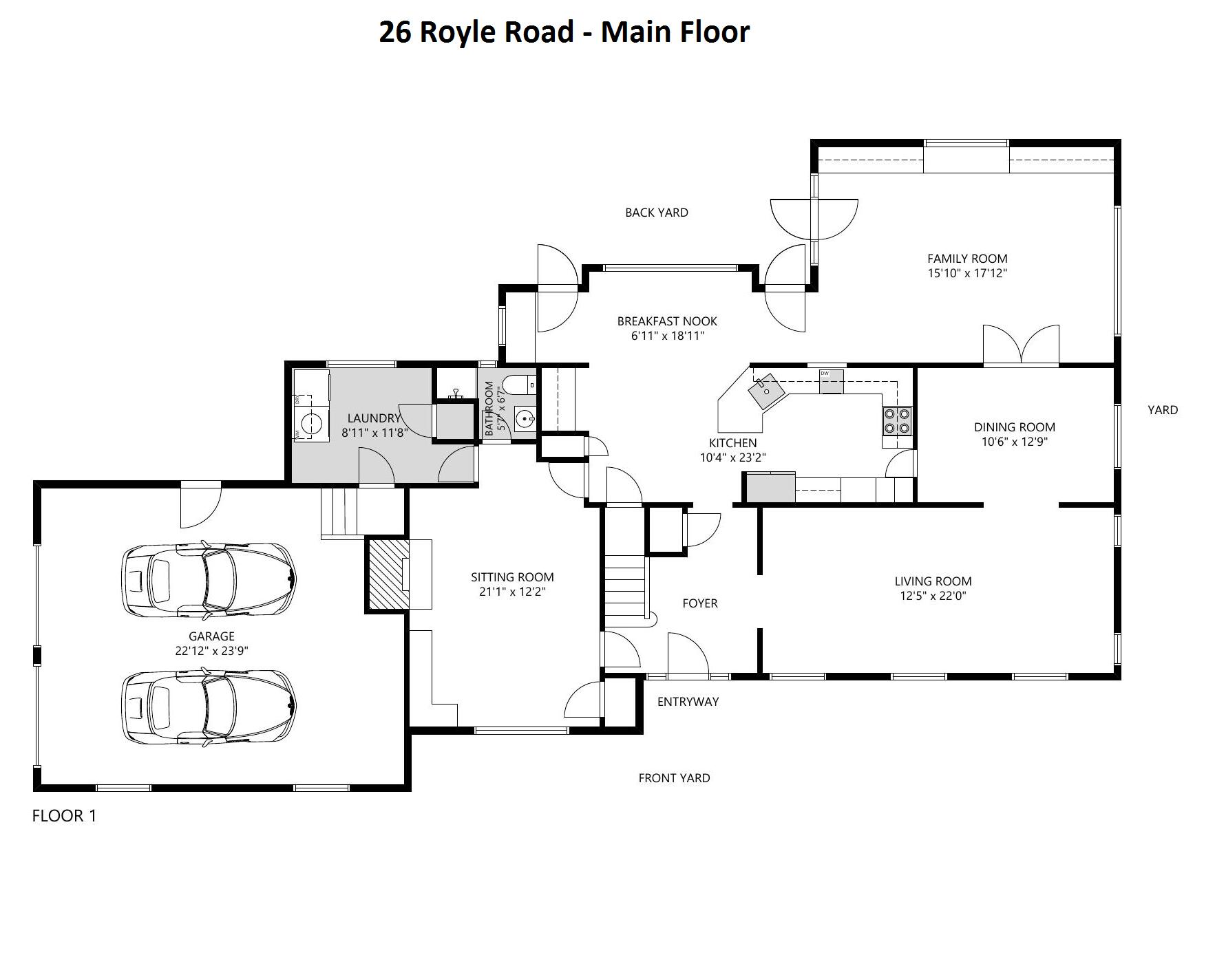 26 Royle Road Darien, CT 06820 - Photo 42 of 43 26 Royle - Main Floor Floorplan