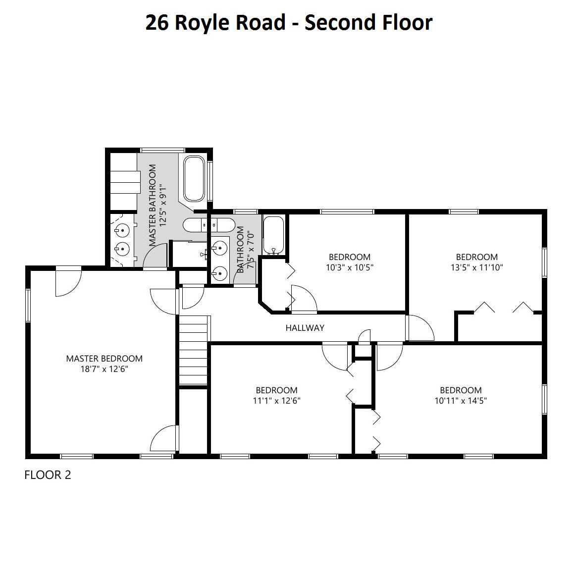 26 Royle Road Darien, CT 06820 - Photo 43 of 43 26 Royle - Second Floor Floorplan