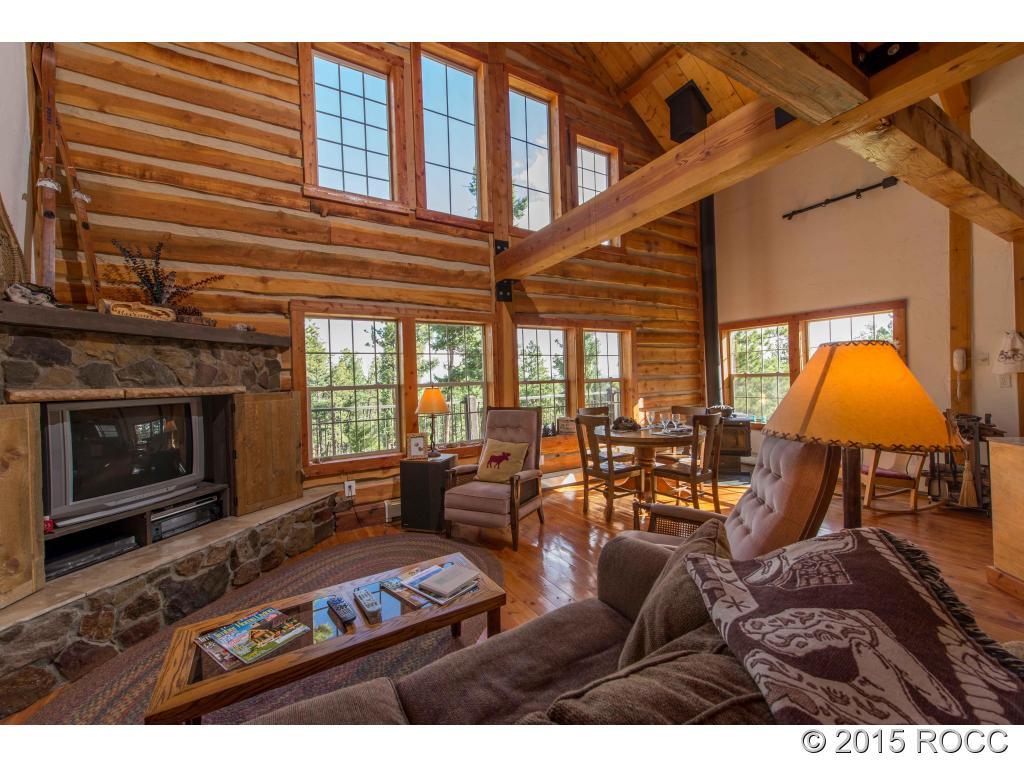 993 Bellows Road Hartsel, CO 80449 - Photo 7 of 24 a living room with furniture a fireplace and a flat screen tv