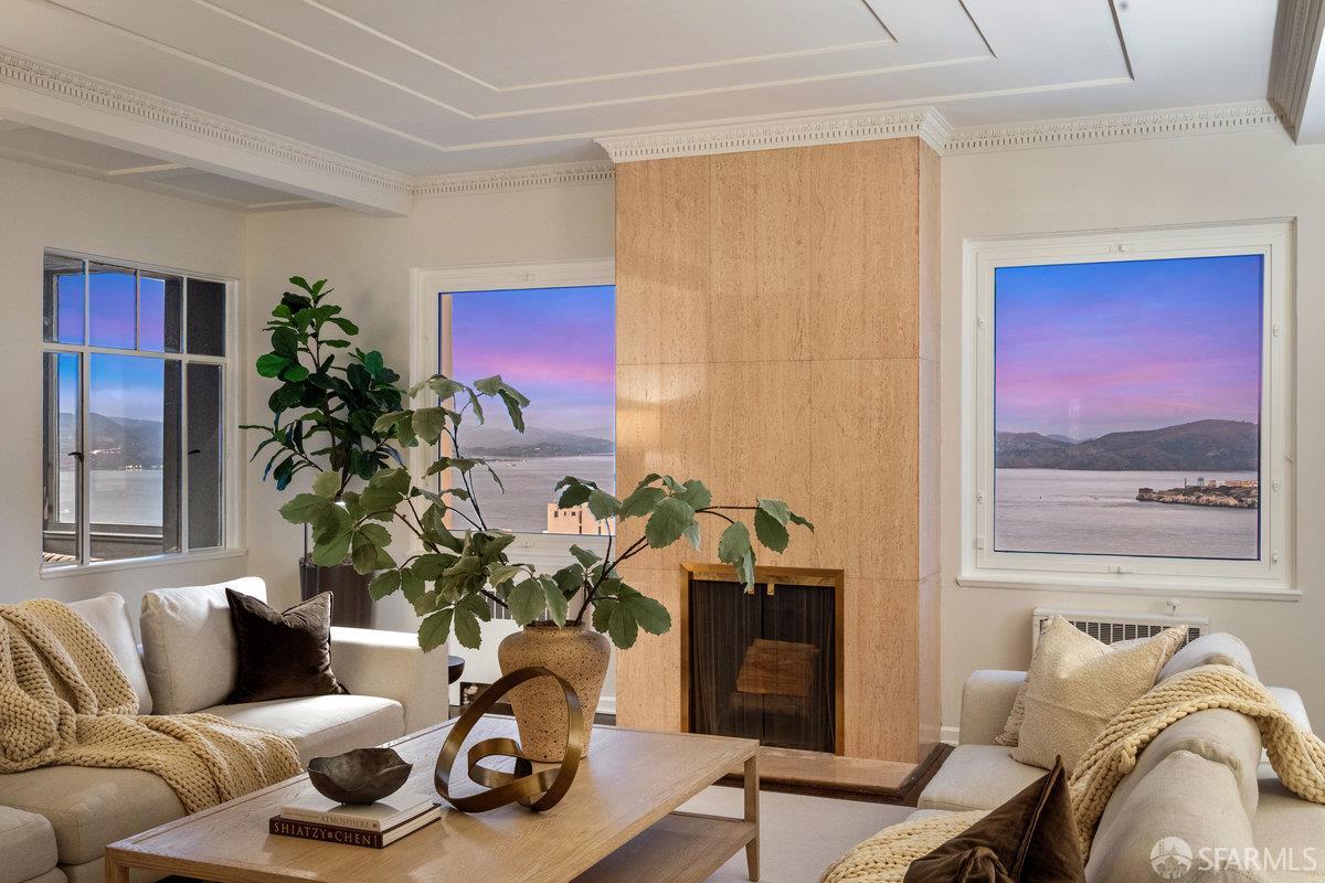 1101 Green Street, Unit 1801 San Francisco, CA 94109 - Photo 7 of 45 a living room with furniture flowerpot and a potted plant