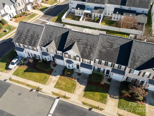 an outdoor space with seating area