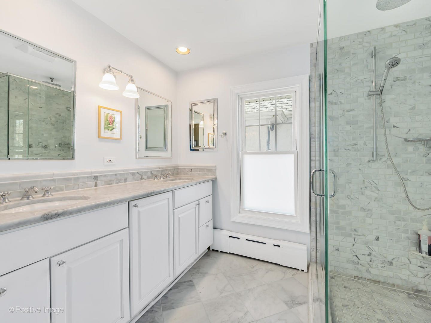607 Willow Road Winnetka, IL 60093 - Photo 23 of 51 a bathroom with a granite countertop sink mirror and double