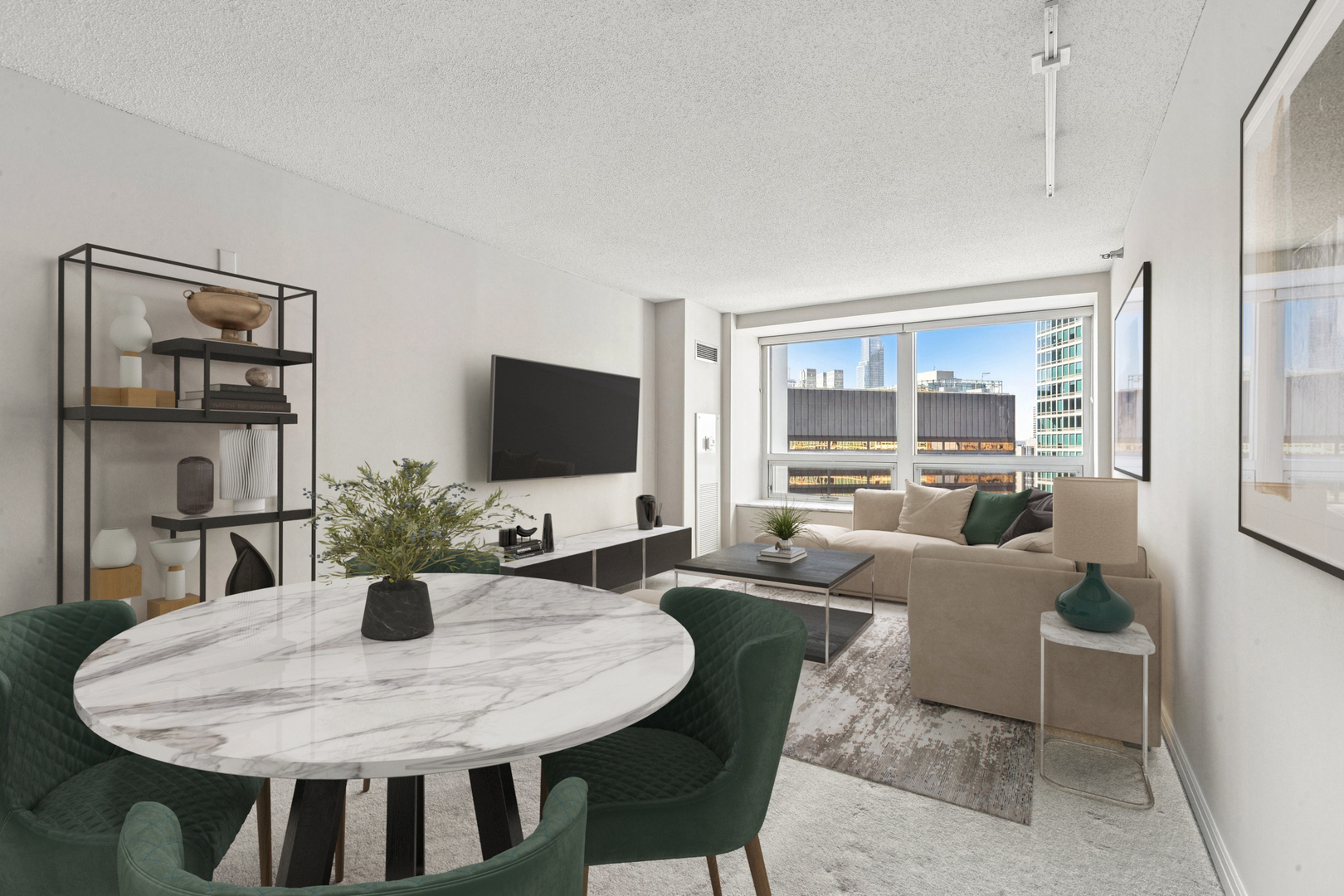 512 North McClurg Court, Unit 3312 Chicago, IL 60611 - Photo 8 of 47 a living room with furniture potted plant and a large window