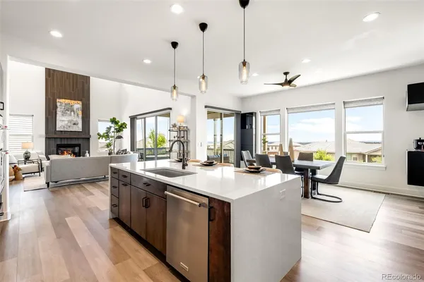 a view of kitchen with living room and living room