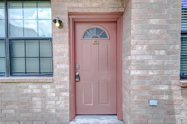 a view of wooden door