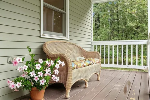 a outdoor view with a seating space