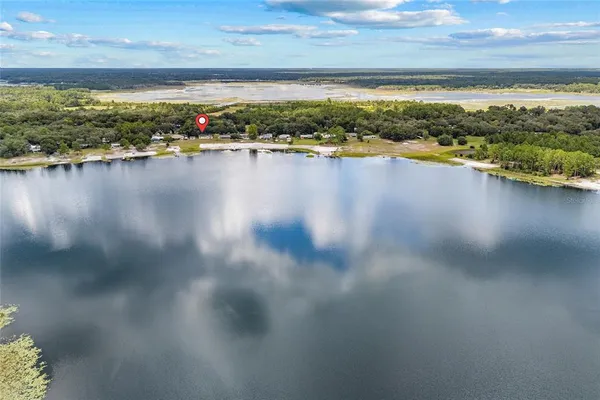 a view of a lake with a mountain view