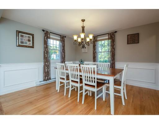 20 Launching Road Andover, MA 01810 - Photo 8 of 33 a dining room with wooden floor a chandelier a wooden table and chairs