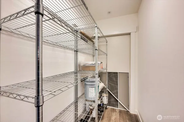 a kitchen with a stove and a microwave
