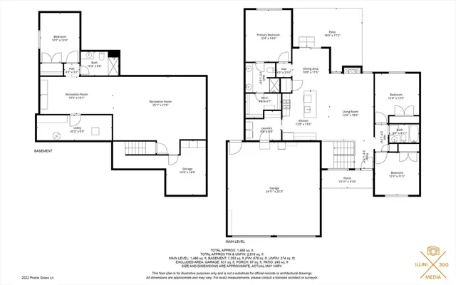 $374,900 | 2022 Prairie Grass Lane, Mahomet, IL 61853