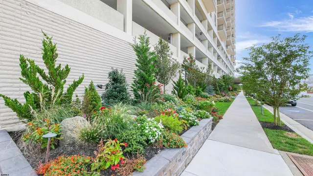 a view of a building with a street