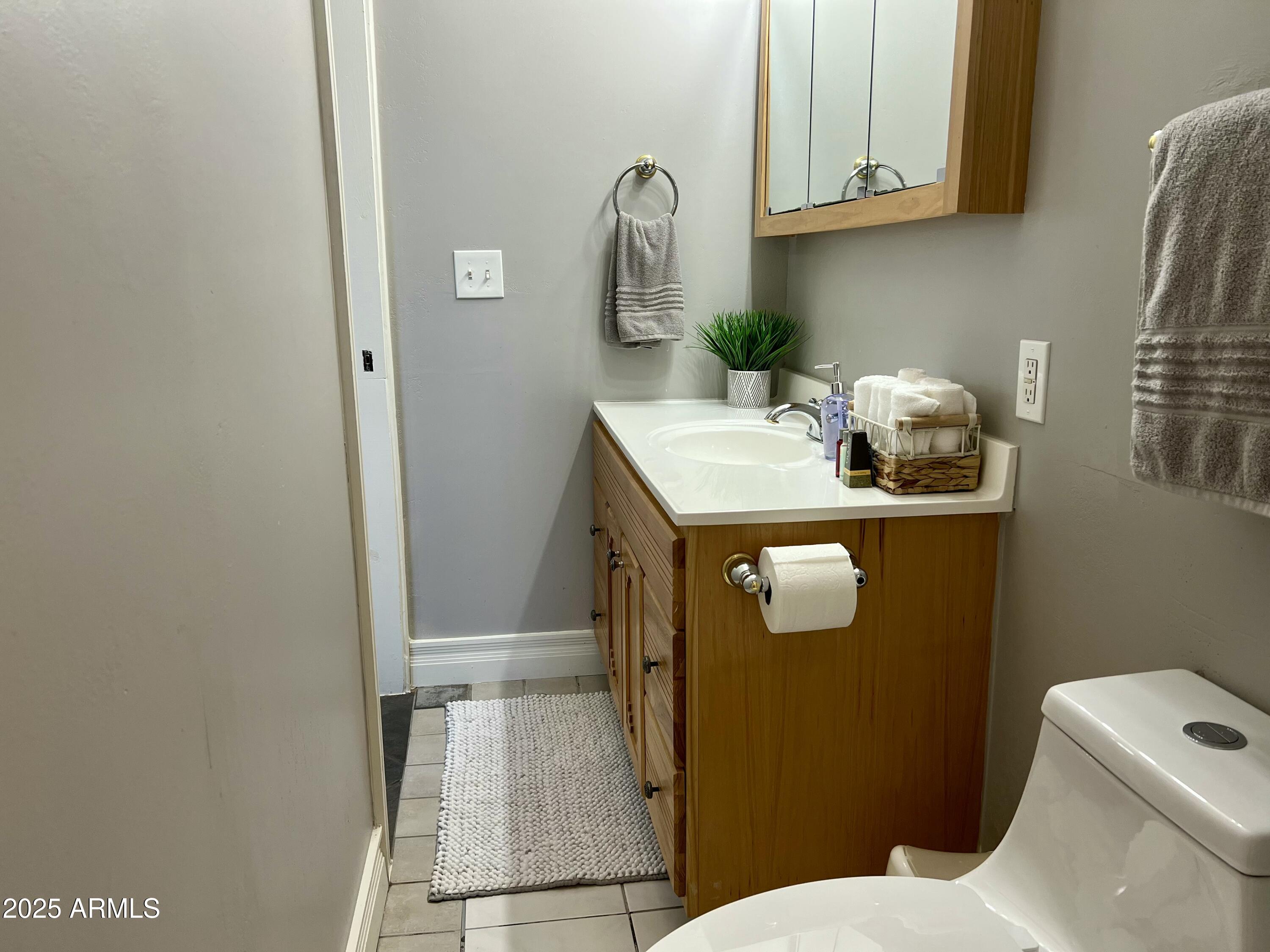 3217 East Flower Street Phoenix, AZ 85018 - Photo 56 of 60 a bathroom with a sink a toilet and mirror