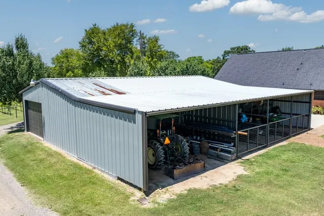 a view of a lake from a yard
