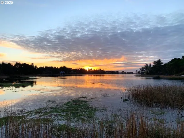 a view of lake with green space