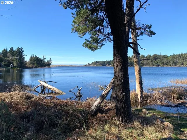 a view of a lake with a mountain in the background