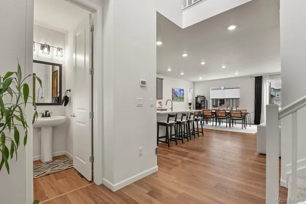a view of a kitchen and dining room