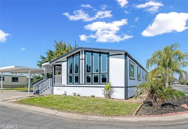 a view of a house with a patio