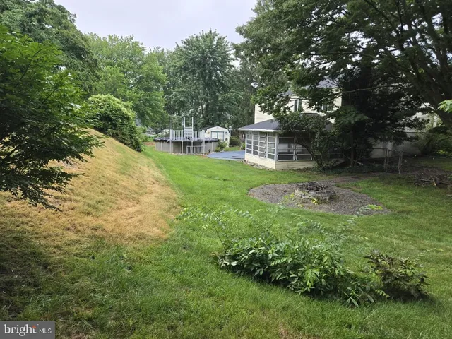 a view of a garden with a bench