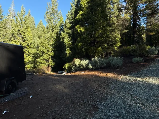 a backyard of a house with lots of green space