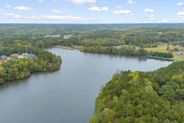 a view of a lake with a mountain