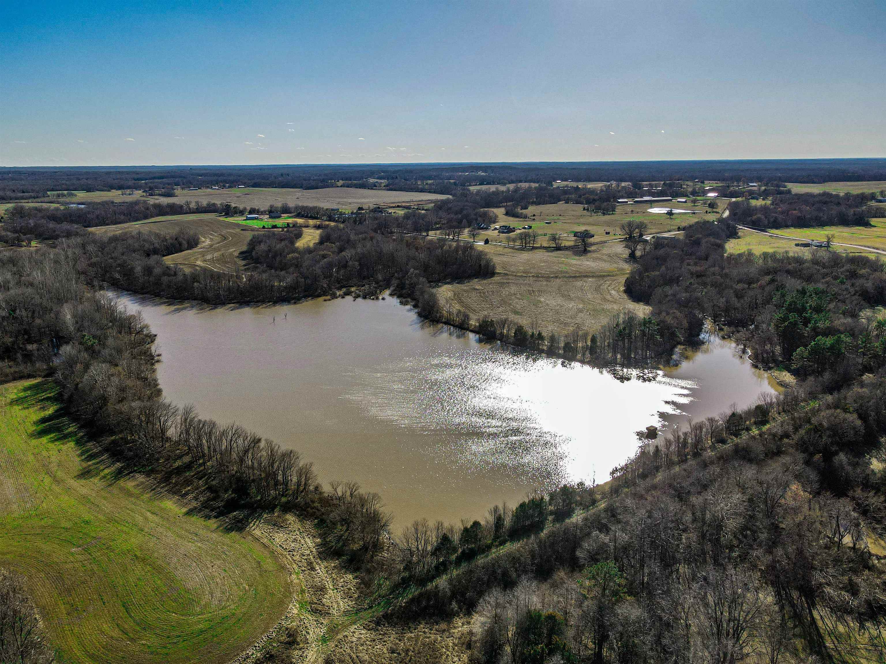 a view of a lake and mountain in the back