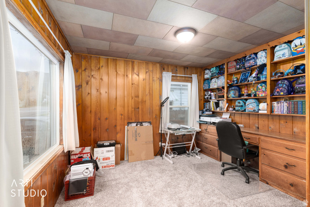 875 Patterson Street Ogden, UT 84403 - Photo 17 of 38 Office with wooden walls and light carpet