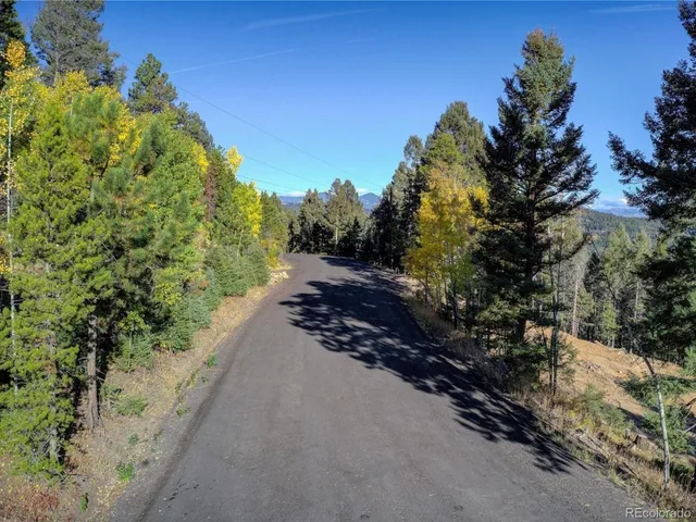 a view of a road with a yard