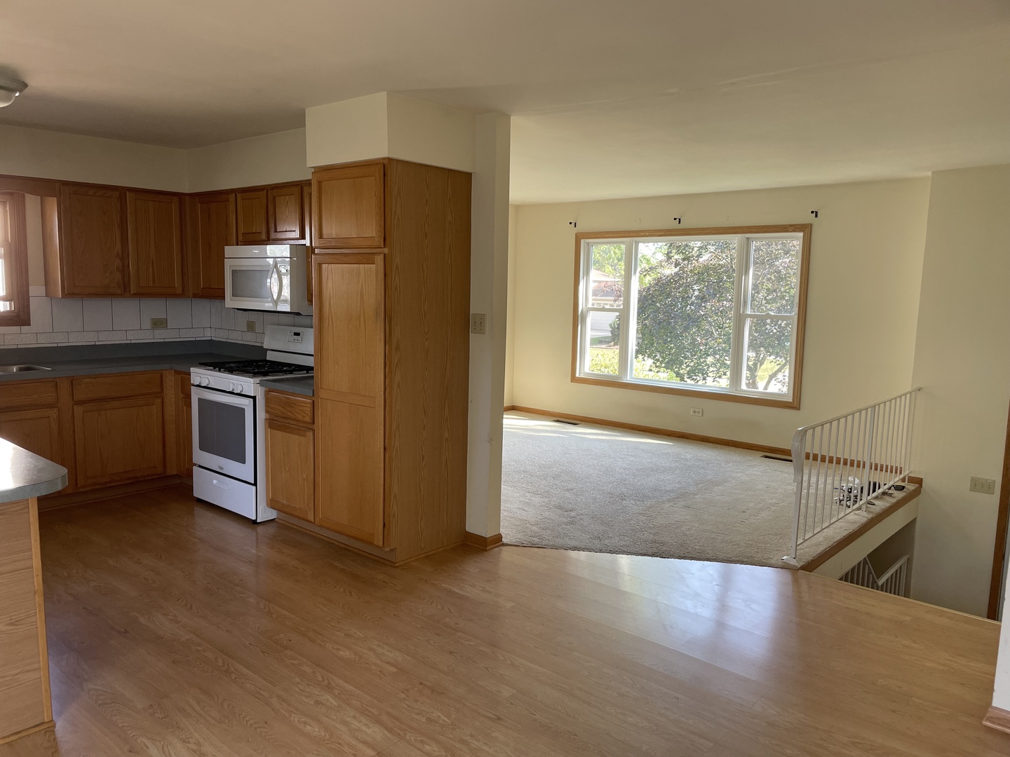 5648 Dover Road Oak Forest, IL 60452 - Photo 3 of 9 a kitchen with stainless steel appliances granite countertop a refrigerator a sink a stove a microwave and wooden cabinets