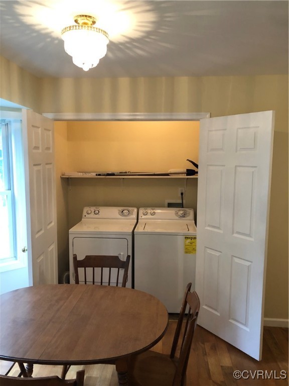 13606 Halifax Road Richmond, VA 23238 - Photo 29 of 50 Dining area featuring washer and dryer and dark wo