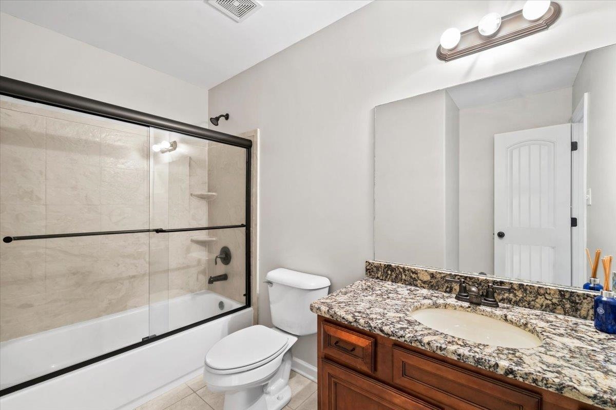 4443 Fleming Road Collierville, TN 38017 - Photo 31 of 40 a bathroom with a granite countertop sink toilet and shower