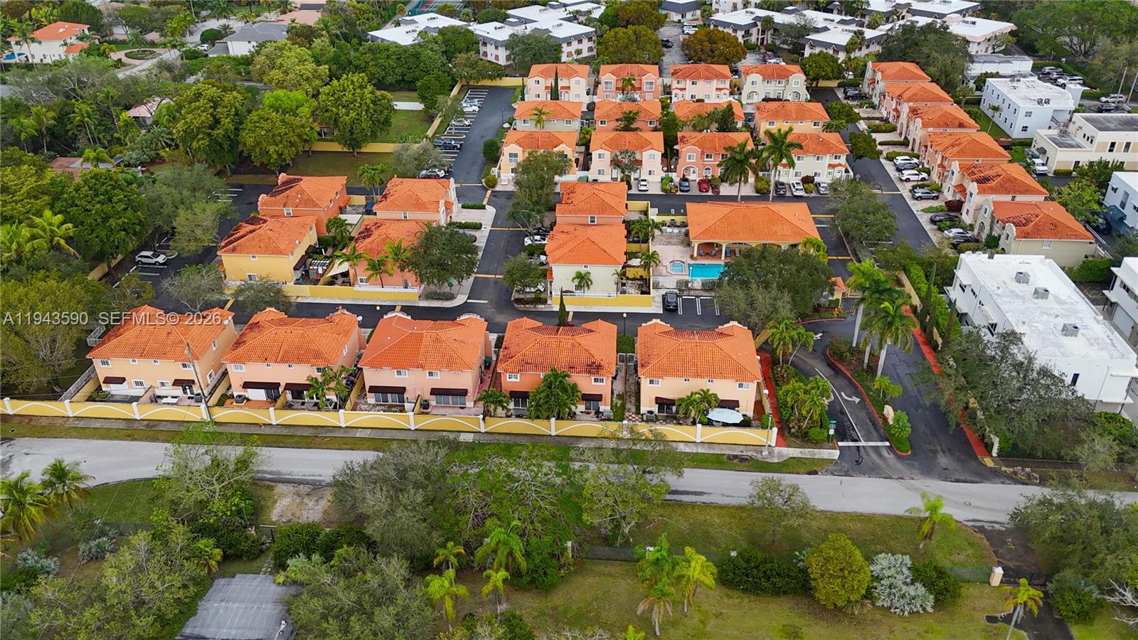 7773 Southwest 94th Lane Miami, FL 33156 - Photo 49 of 50 an aerial view of residential houses with outdoor space and trees