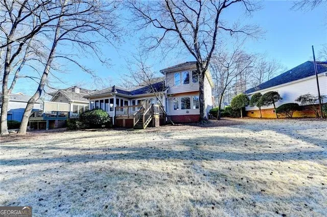 a view of a park with swings