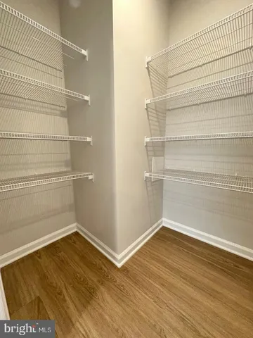 a view of an empty walk in closet