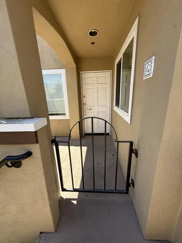 a view of an entryway with a window
