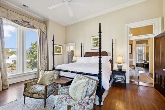 an aerial view of a house