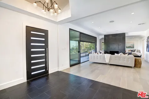 a large room with a large window