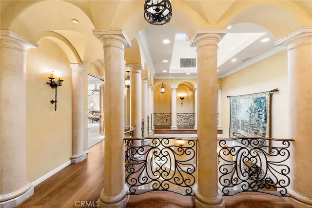 a view of a balcony with an ocean view