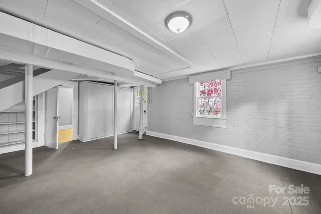 an empty room with a workbench