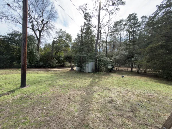 a view of a field with trees