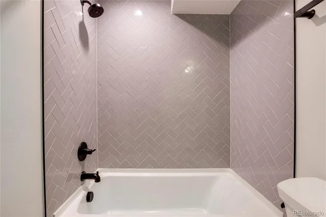 a bathroom with a bathtub