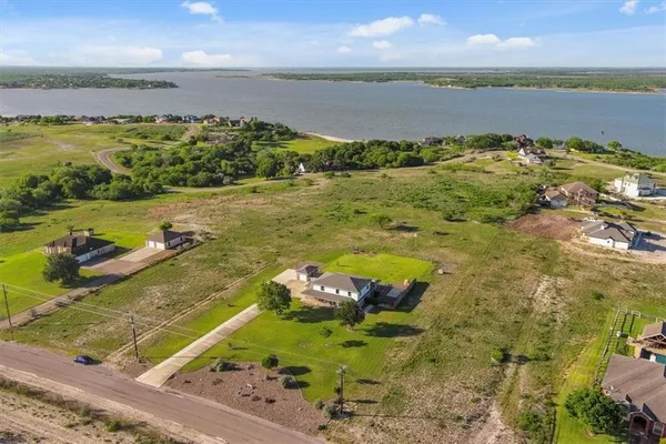 a view of a lake with a beach