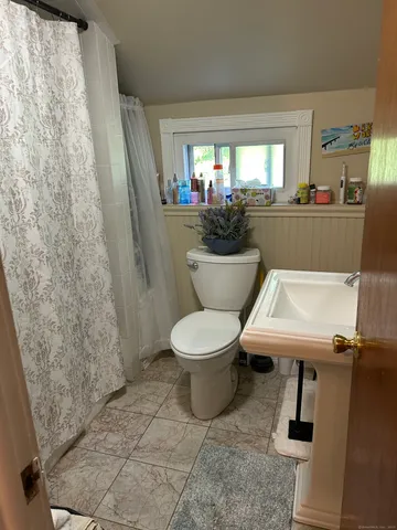 a living room with a couch and a potted plant