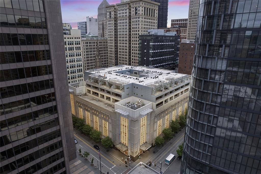 a view of a buildings with sky view