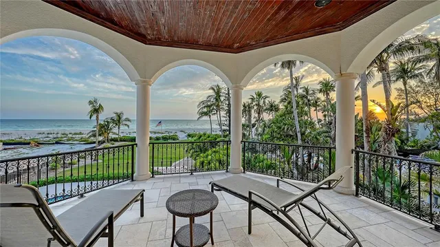 a view of a porch and garden