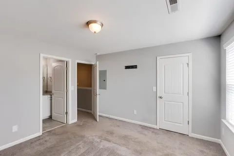 an empty room with closet