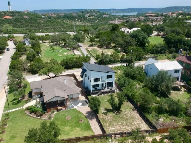 an aerial view of a house